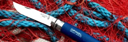 Нож Opinel №8 Trekking, нержавеющая сталь, кожаный темляк, синий, 001704