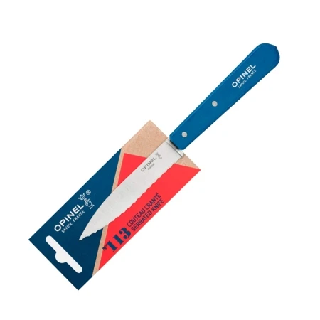 Нож столовый Opinel №113, деревянная рукоять, блистер, нержавеющая сталь, синий