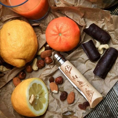 Нож Opinel №8 Alpine adventures, нержавеющая сталь, рукоять бук, гравировка горный велосипед