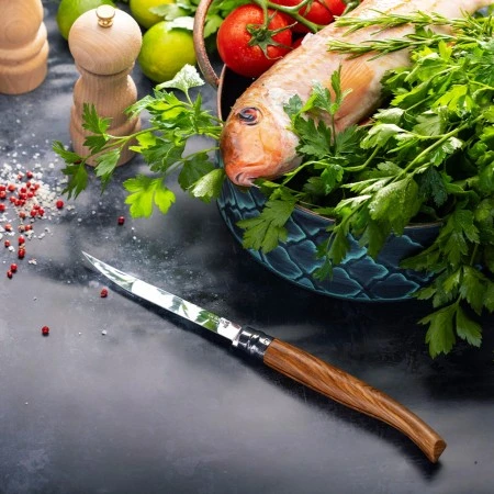 Нож филейный Opinel №15, нержавеющая сталь, рукоять оливковое дерево