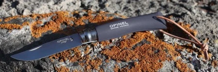 Нож Opinel №8 Trekking, нержавеющая сталь, кожаный темляк, серый, 001706