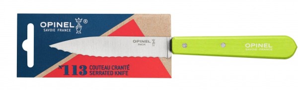 Нож столовый Opinel №113, деревянная рукоять, блистер, нержавеющая сталь, зеленый 001920
