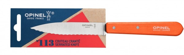 Нож столовый Opinel №113, деревянная рукоять, блистер, нержавеющая сталь, оранжевый, 001921