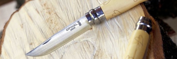 Нож Opinel №7 Nature, нержавеющая сталь, рукоять самшит, гравировка сердца, 001548