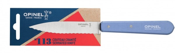 Нож столовый Opinel №113, деревянная рукоять, блистер, нержавеющая сталь, синий 001922