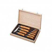 Набор Opinel в деревянной коробке с крышкой из 10 ножей разных размеров из углеродистой стали, 183102