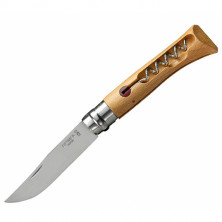 Нож Opinel №10, нержавеющая сталь, рукоять из бука, со штопором