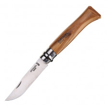 Нож Opinel №8, нержавеющая сталь, рукоять оливковое дерево, деревянный футляр, чехол, 001004