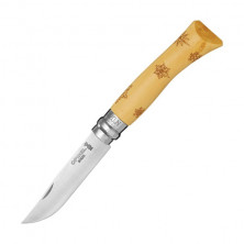 Нож Opinel №7 Nature, нержавеющая сталь, рукоять самшит, гравировка снежинки, 001553